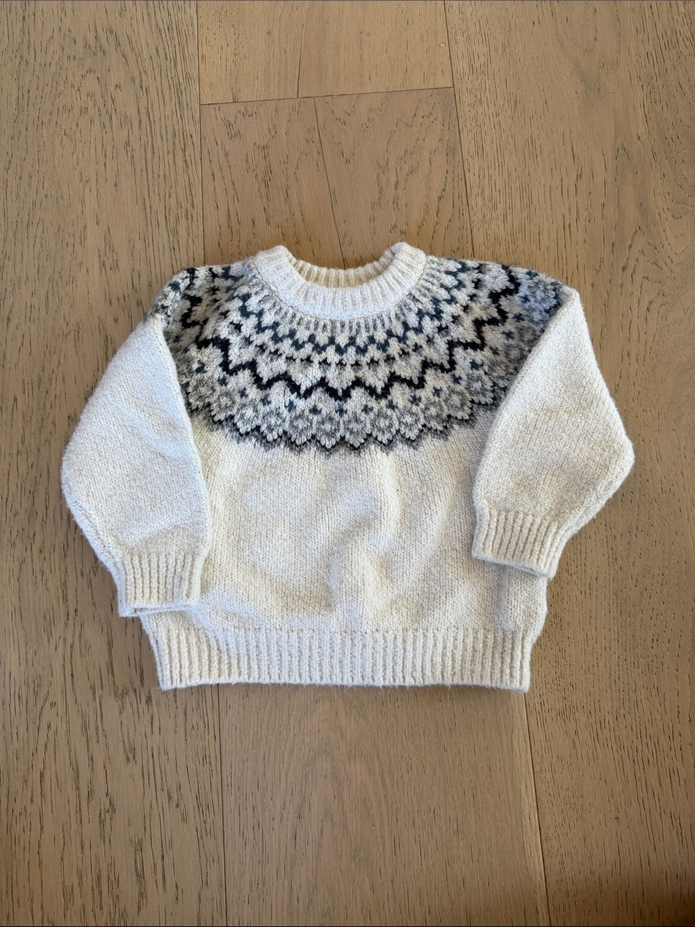 Classic Nordic Pattern Cream Kid’s Sweater